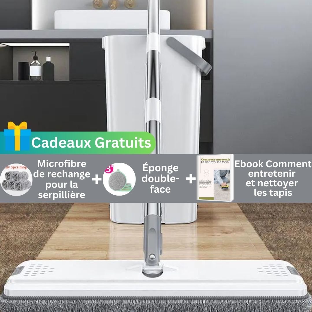 SwiftMopp™ serpillière ballai magique rotatif à 360° en microfibre