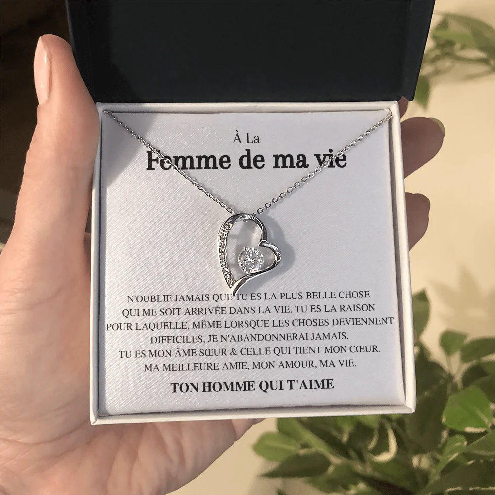 Charme Éternel™ À la femme de ma vie, boite collier avec pendentif