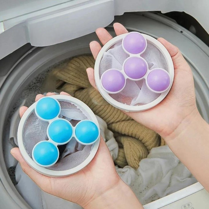 Accessoire soin du linge GENERIQUE Attrape-poils anti peluche réutilisables  pour machine à laver - bleu